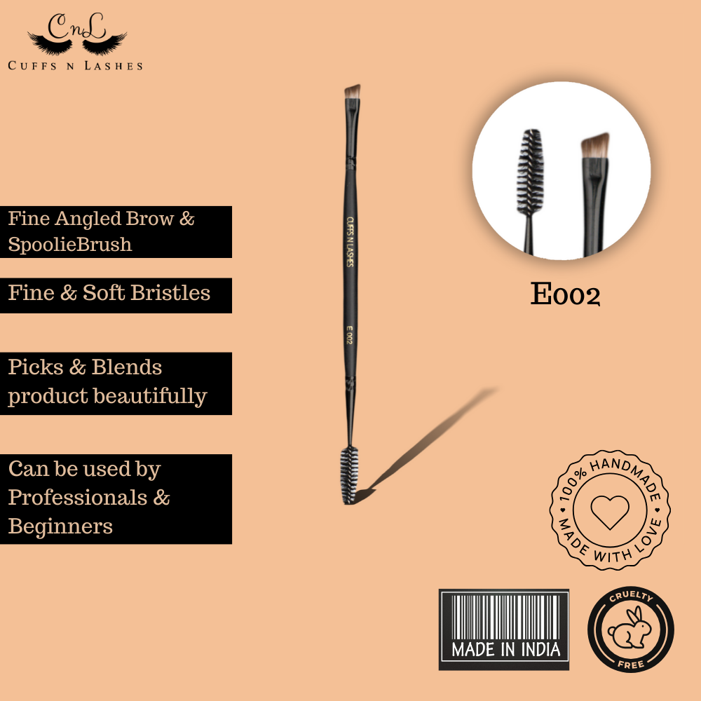 Cuffsnlashes Makeup Brushes E002 - Fine Angled   Brow Brush & Spoolie