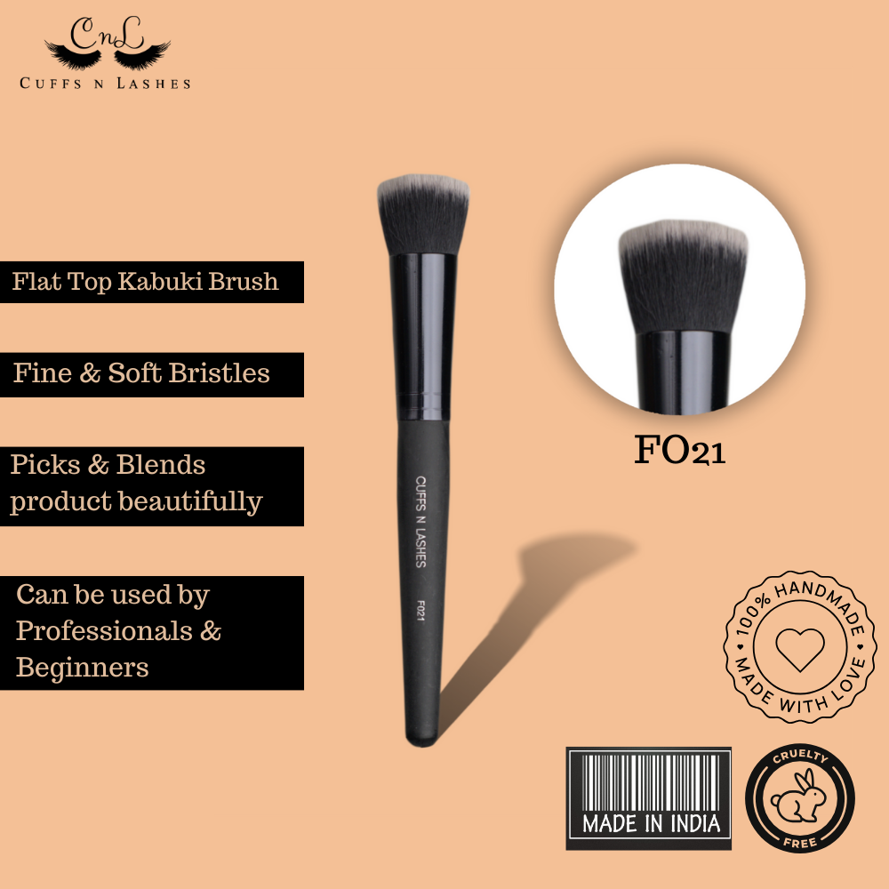 Cuffs N Lashes Makeup Brushes, F021 - Flat Top Kabuki Brush