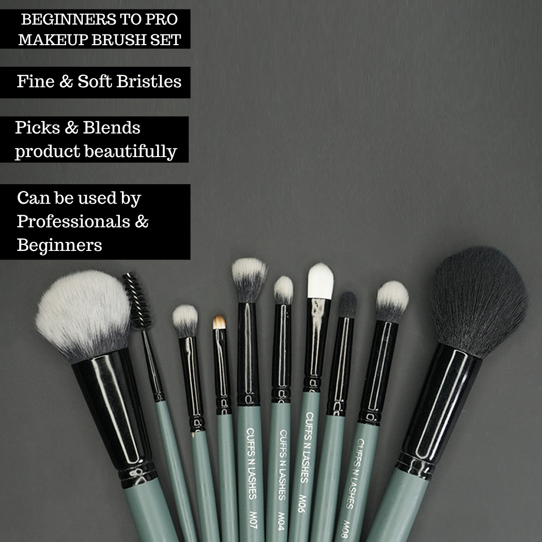Cuffs N Lashes Mini Makeup Brushes Set Of 10