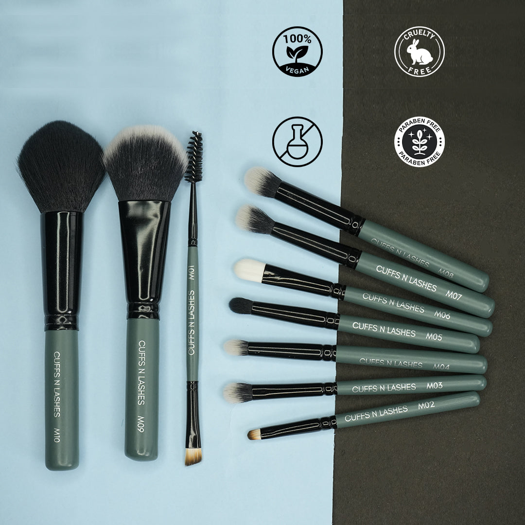 Cuffs N Lashes Mini Makeup Brushes Set Of 10
