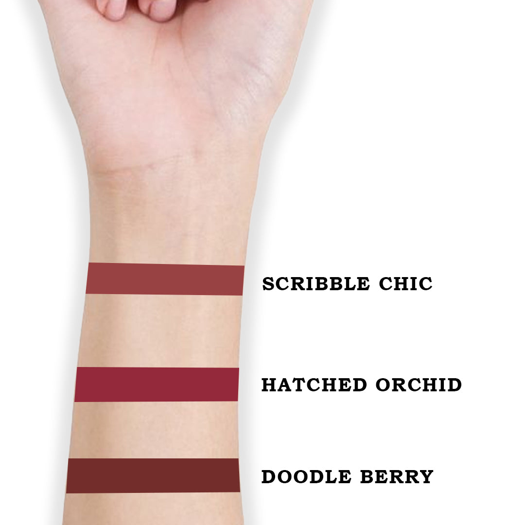 Cuffs N Lashes Doodle Lips Mini Creamy Matte Lipsticks (Set of 3)