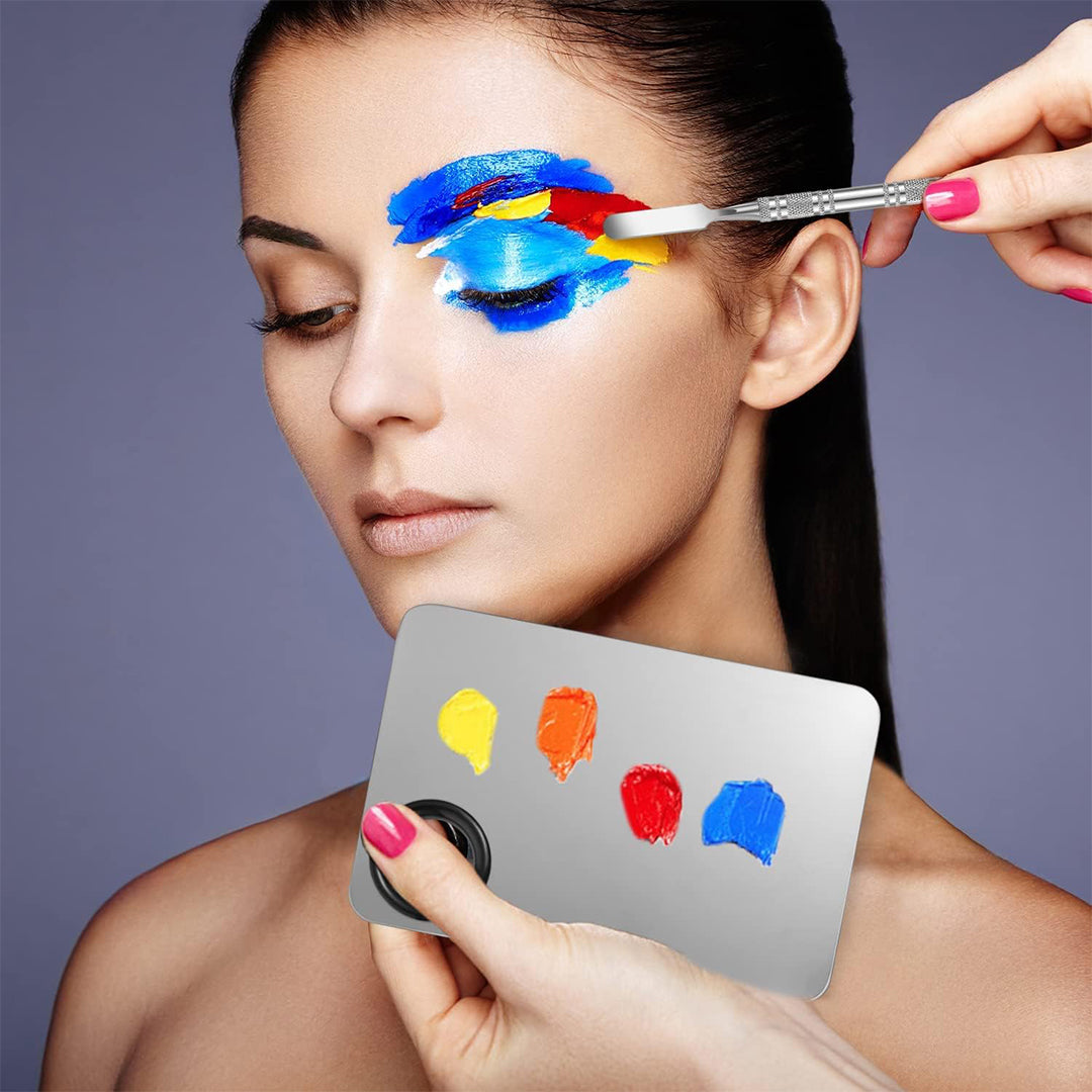 Cuffs N Lashes Stainless Steel Makeup Mixing Plate With Spatula