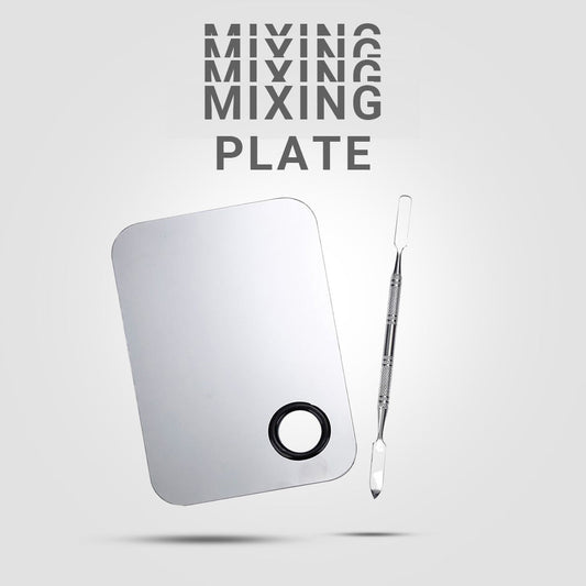 Cuffs N Lashes Stainless Steel Makeup Mixing Plate With Spatula