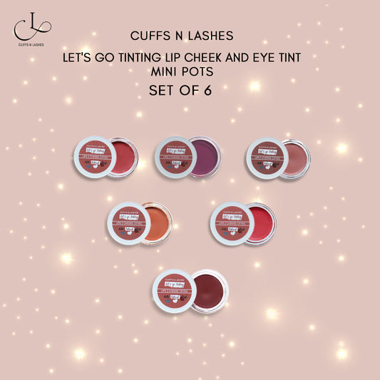Cuffs N Lashes Let’s Go Tinting Set of 6 – Mini Lip, Cheek & Eye Tints